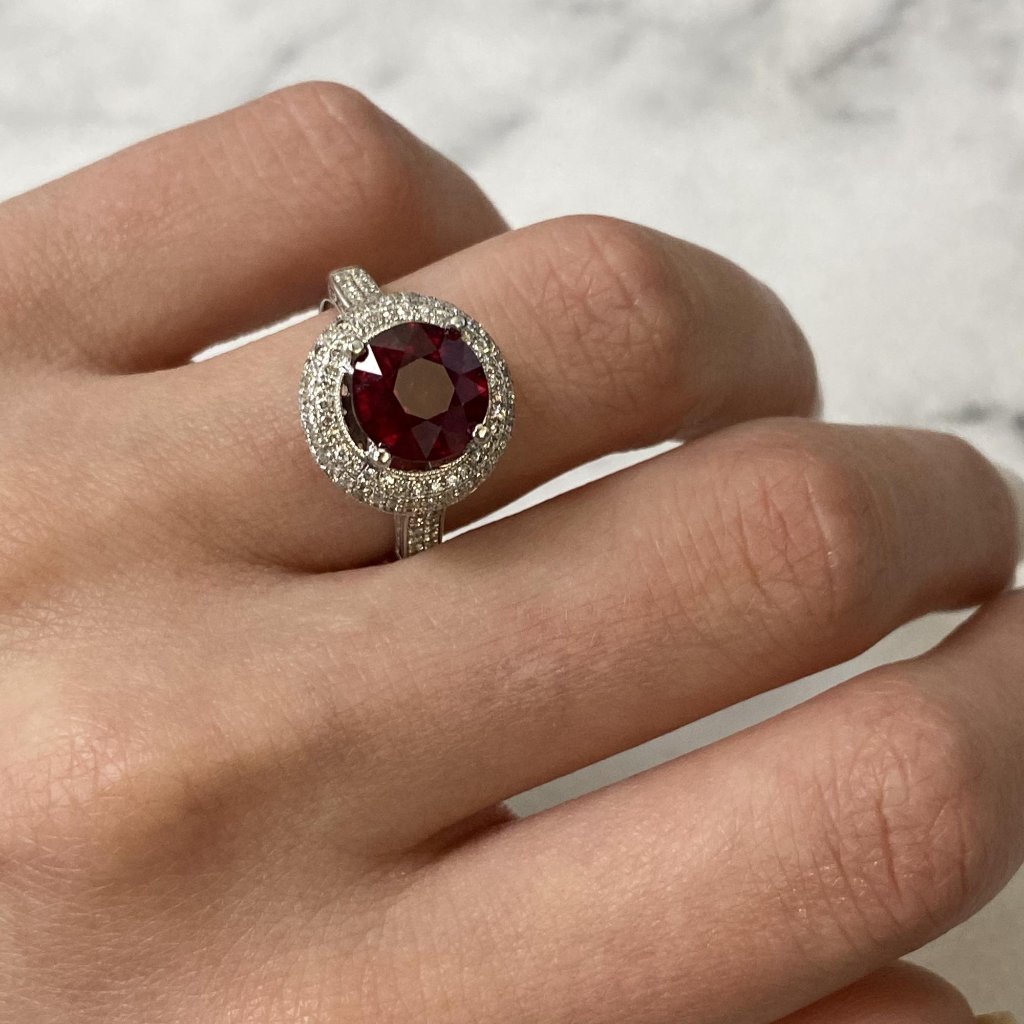 Rachel Koen Ruby And Diamonds Engagement Ring 14k White Gold Size 775 4542$
